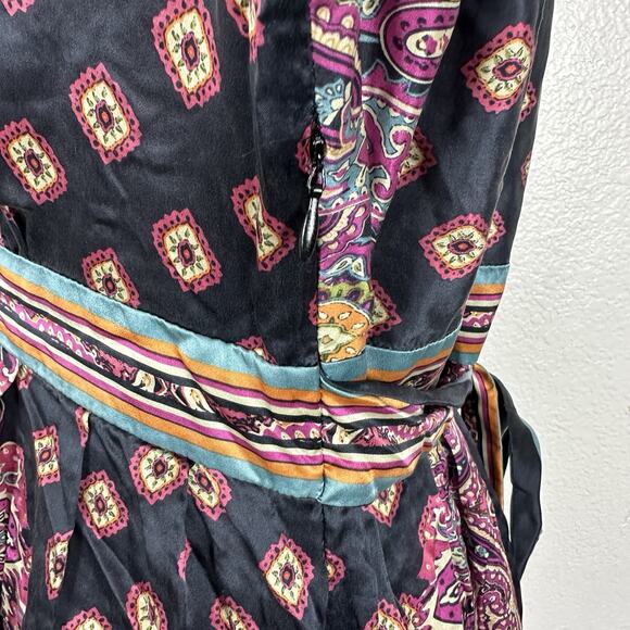 Eci New York Top Size 14 Y2K Silk Satin Tunic Tie Back Boho Indie Whimsigoth - Picture 10 of 14